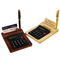 Pen and Calculator Wood Desk Set